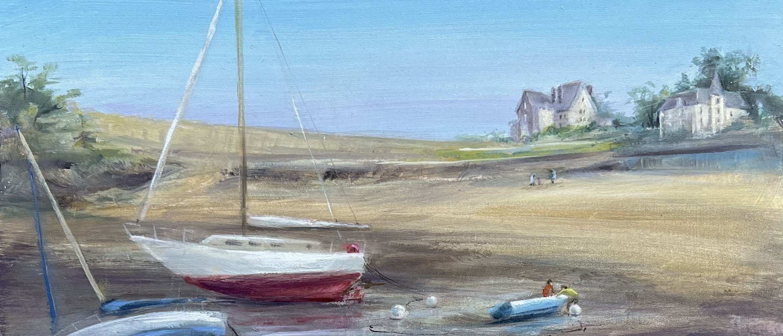 Gestrandete Boote bei Ebbe, Gemälde von Christiane Schmitt