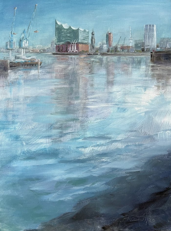 Spiegelung Hamburger Hafen